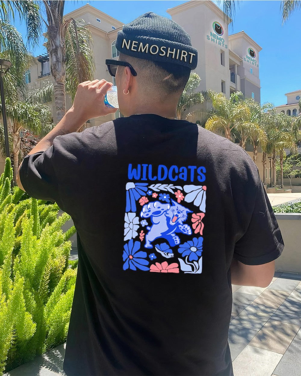 Wildcats boho floral mascot school - Adult & Kids T-Shirts, Sweatshirts & Hoodies apparel design preview 4