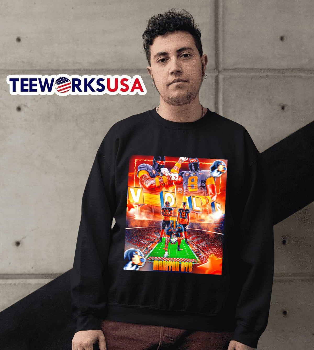 Tennessee Volunteers Mariyon Dye Vols graphic - Adult & Kids T-Shirts, Sweatshirts & Hoodies apparel design preview 3