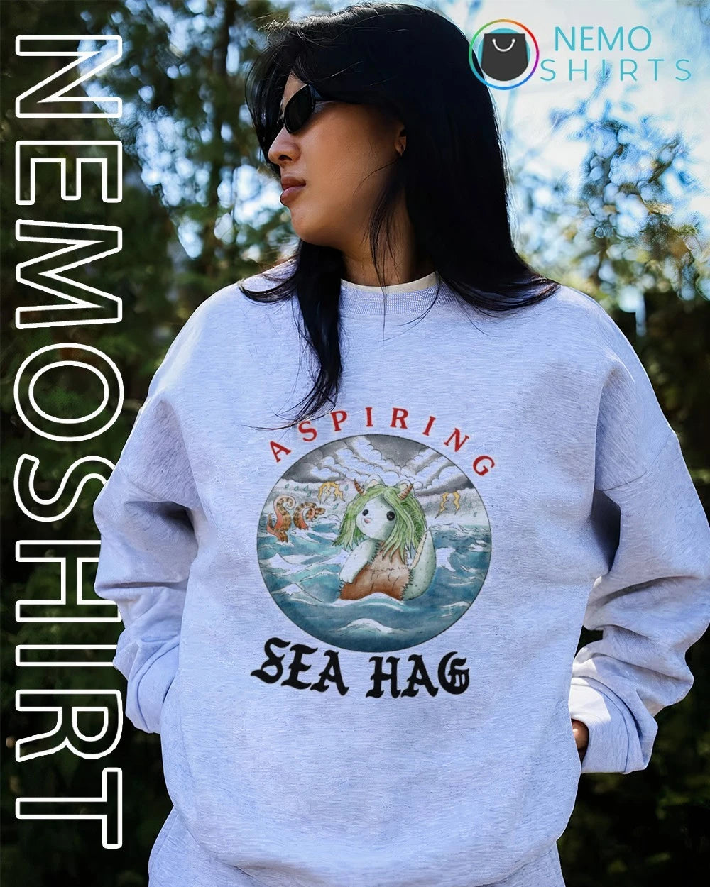 Aspiring Sea Hag Cute Monster fantasy creature - Adult & Kids T-Shirts, Sweatshirts & Hoodies apparel design preview 2