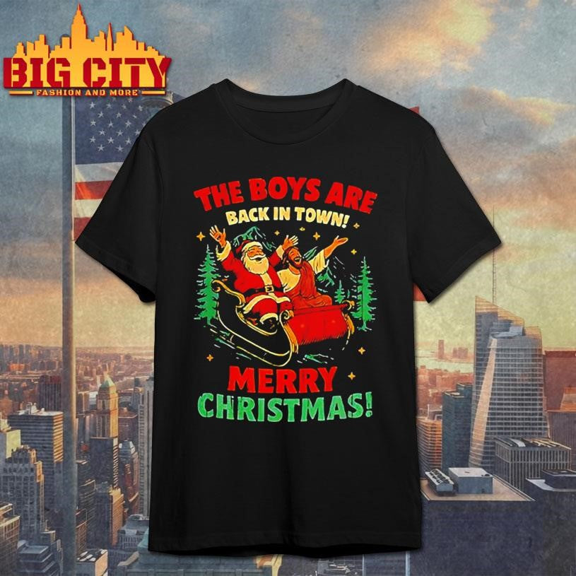 Santa Claus and Jesus the boys are back in town - Adult & Kids T-Shirts, Sweatshirts & Hoodies apparel design preview 1