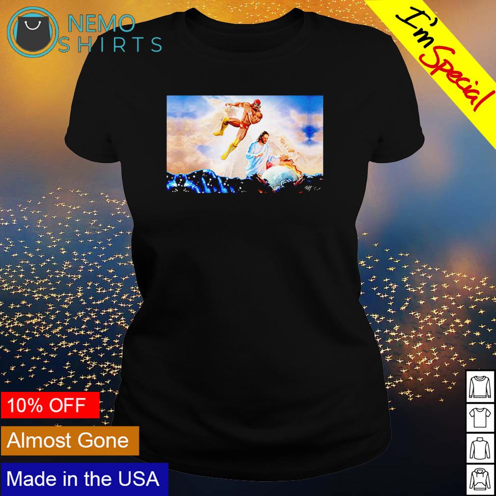 Macho Man Randy Savage Elbow Drop Jesus - Adult & Kids T-Shirts, Sweatshirts & Hoodies apparel design preview 3