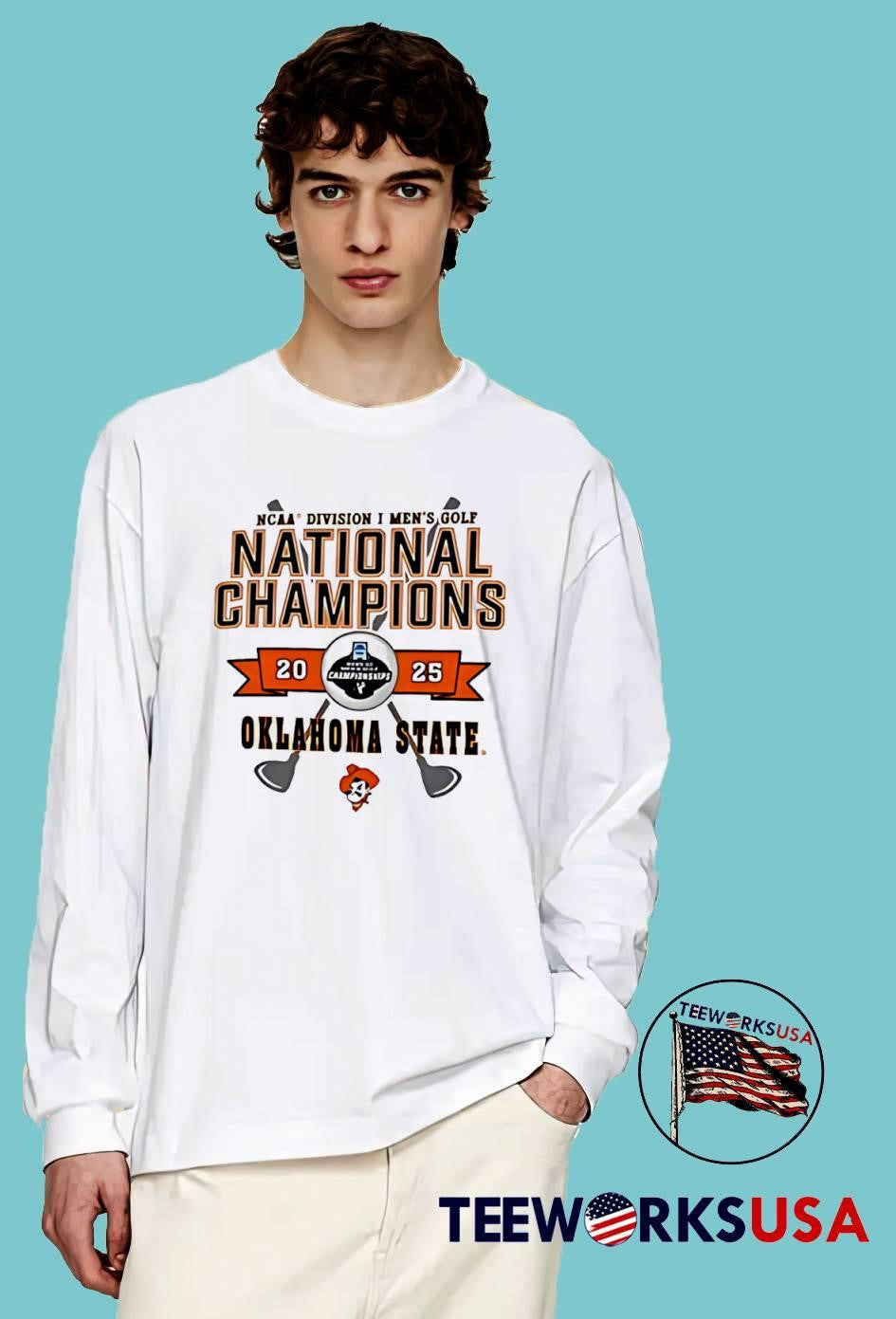 Champion Oklahoma State Cowboys White 2025 Golf - Adult & Kids T-Shirts, Sweatshirts & Hoodies apparel design preview 4