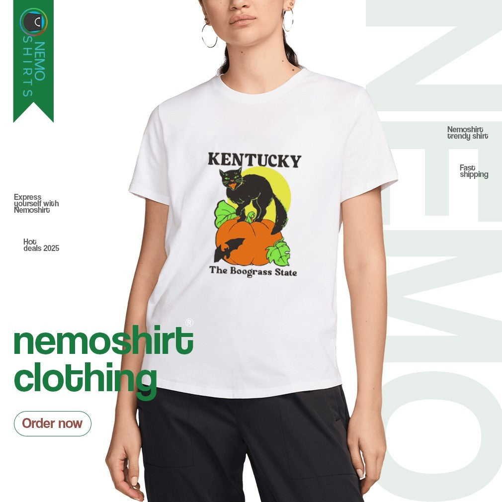 Kentucky the boograss state black cat pumpkin - Adult & Kids T-Shirts, Sweatshirts & Hoodies apparel design preview 3