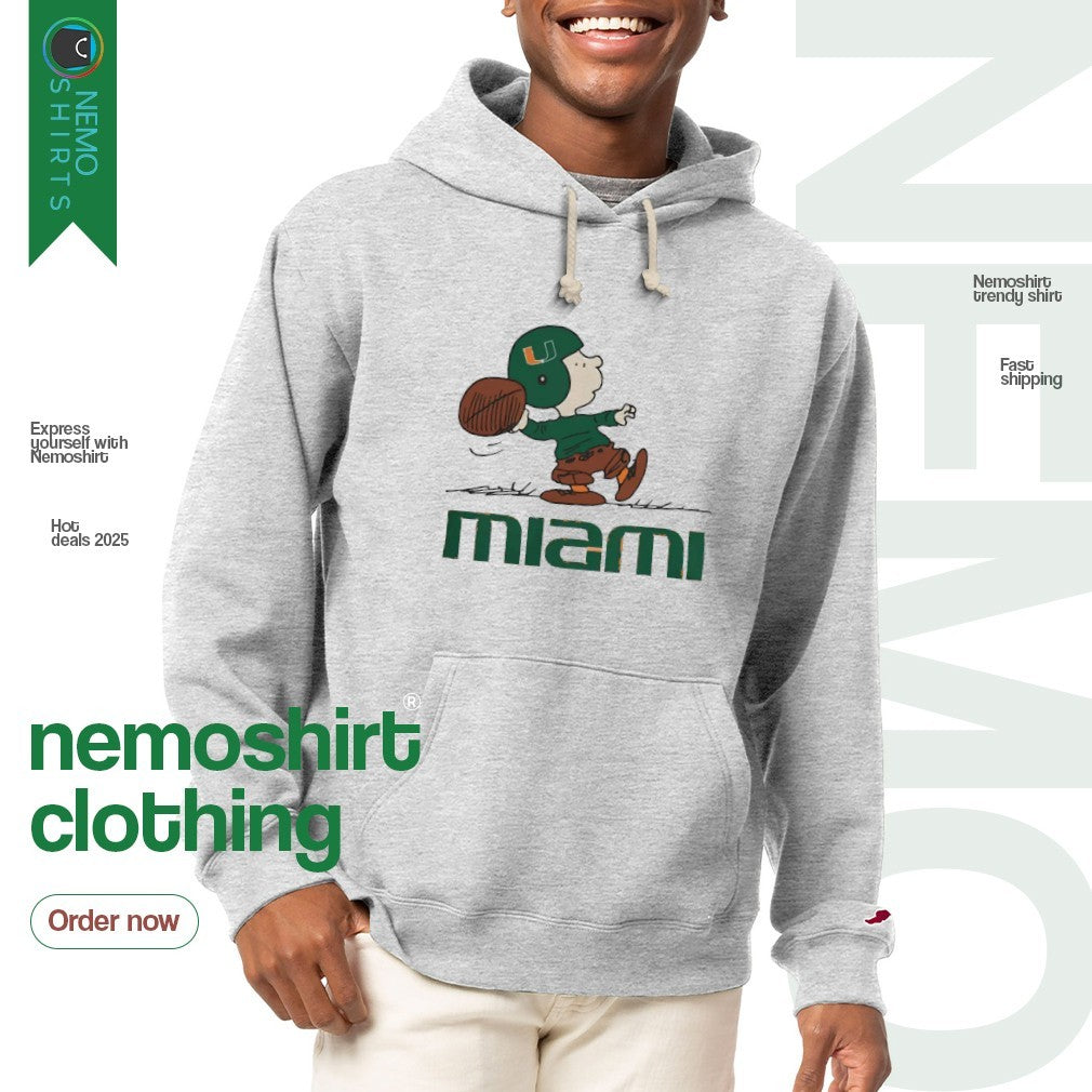 Peanuts Charlie Brown Miami Hurricanes quarterback - Adult & Kids T-Shirts, Sweatshirts & Hoodies apparel design preview 2