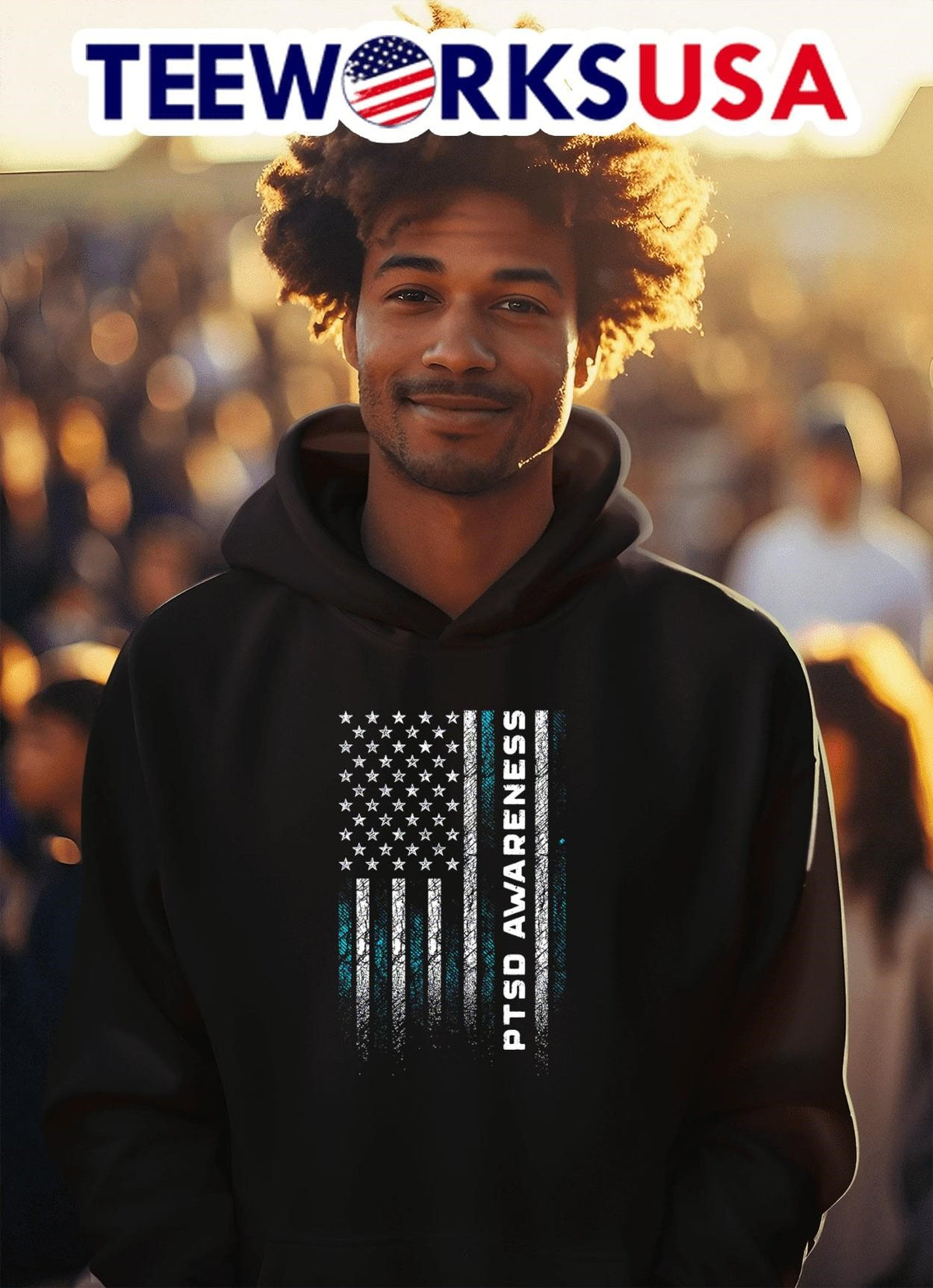 PTSD awareness American flag - Adult & Kids T-Shirts, Sweatshirts & Hoodies apparel design preview 2