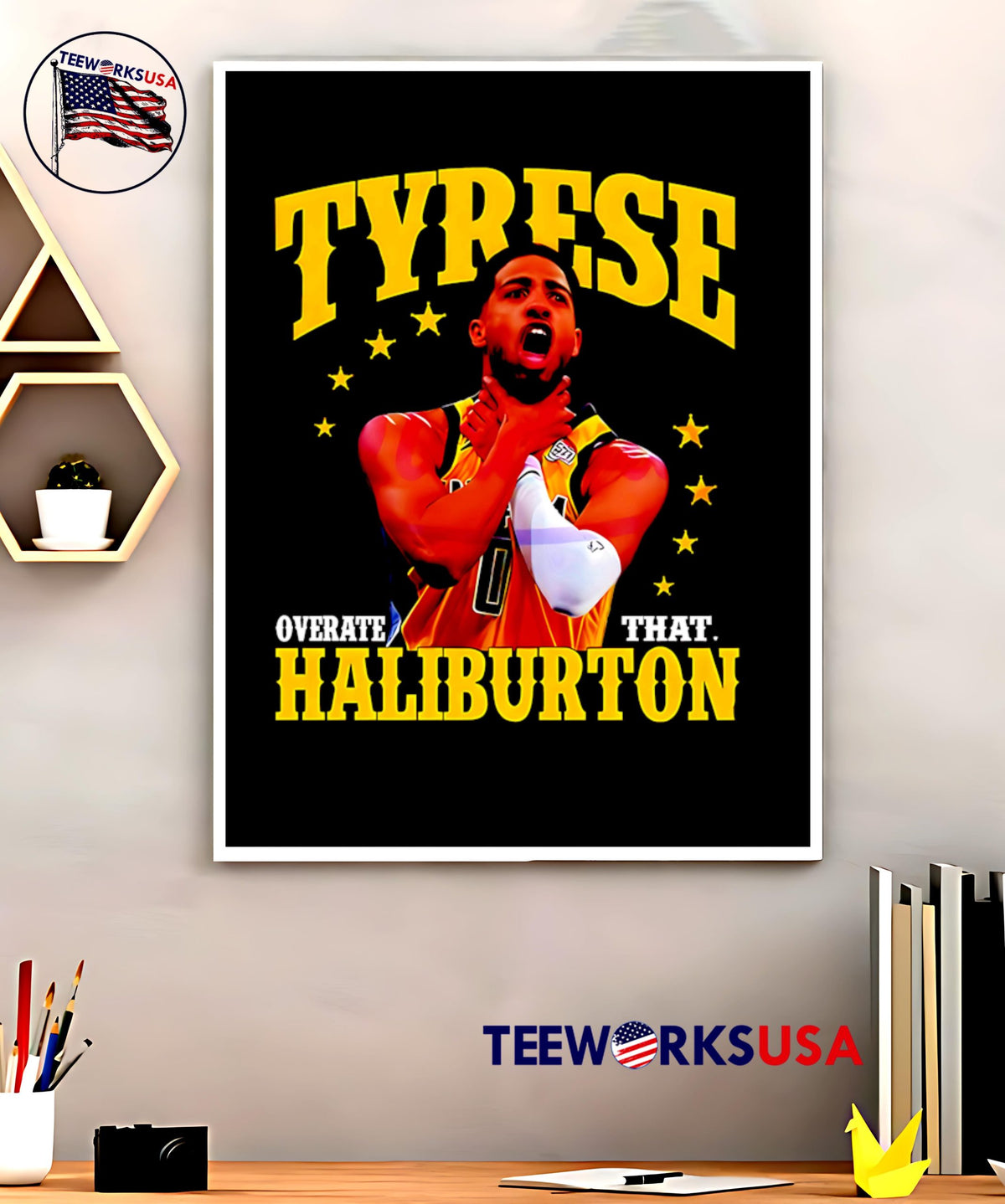 Tyrese Haliburton Choke Pose 2025 Playoffs Indiana - Adult & Kids T-Shirts, Sweatshirts & Hoodies apparel design preview 5
