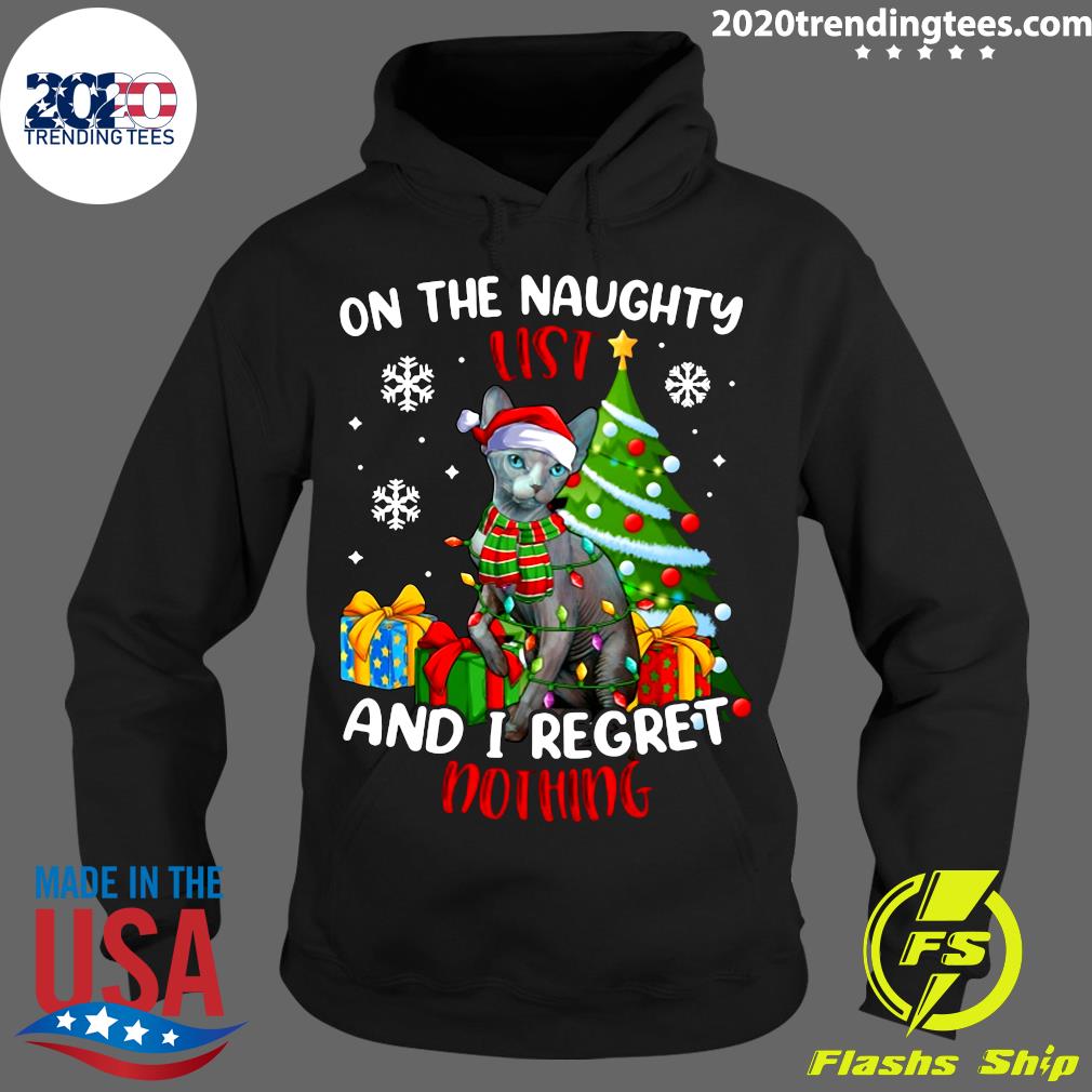 Cat Christmas On The Naughty List And I Regret - Adult & Kids T-Shirts, Sweatshirts & Hoodies apparel design preview 2
