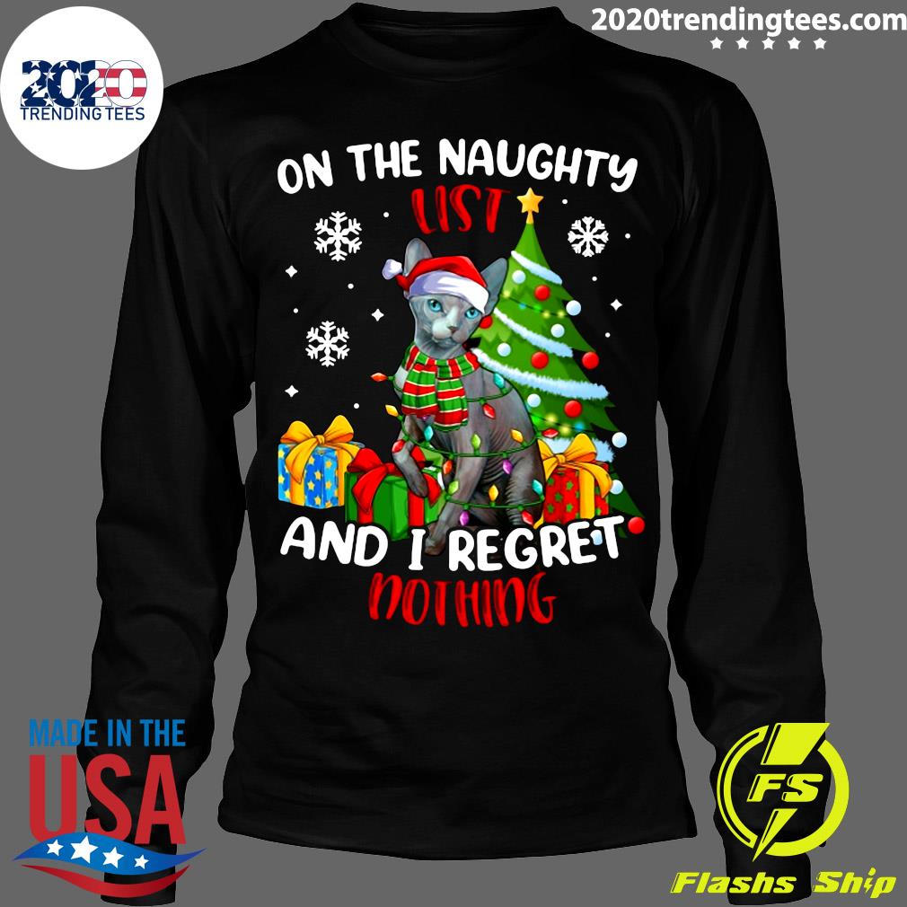 Cat Christmas On The Naughty List And I Regret - Adult & Kids T-Shirts, Sweatshirts & Hoodies apparel design preview 4