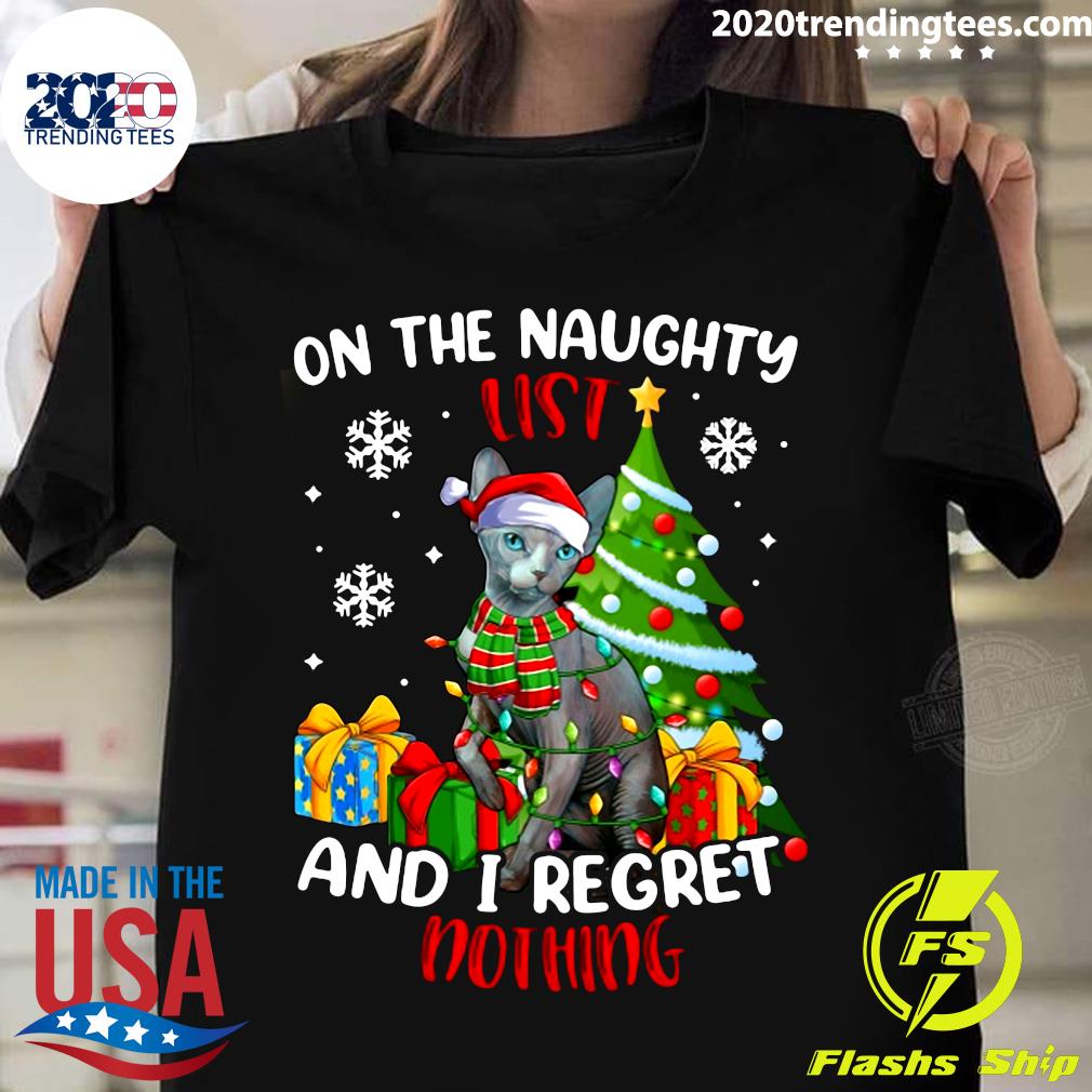 Cat Christmas On The Naughty List And I Regret - Adult & Kids T-Shirts, Sweatshirts & Hoodies apparel design preview 1