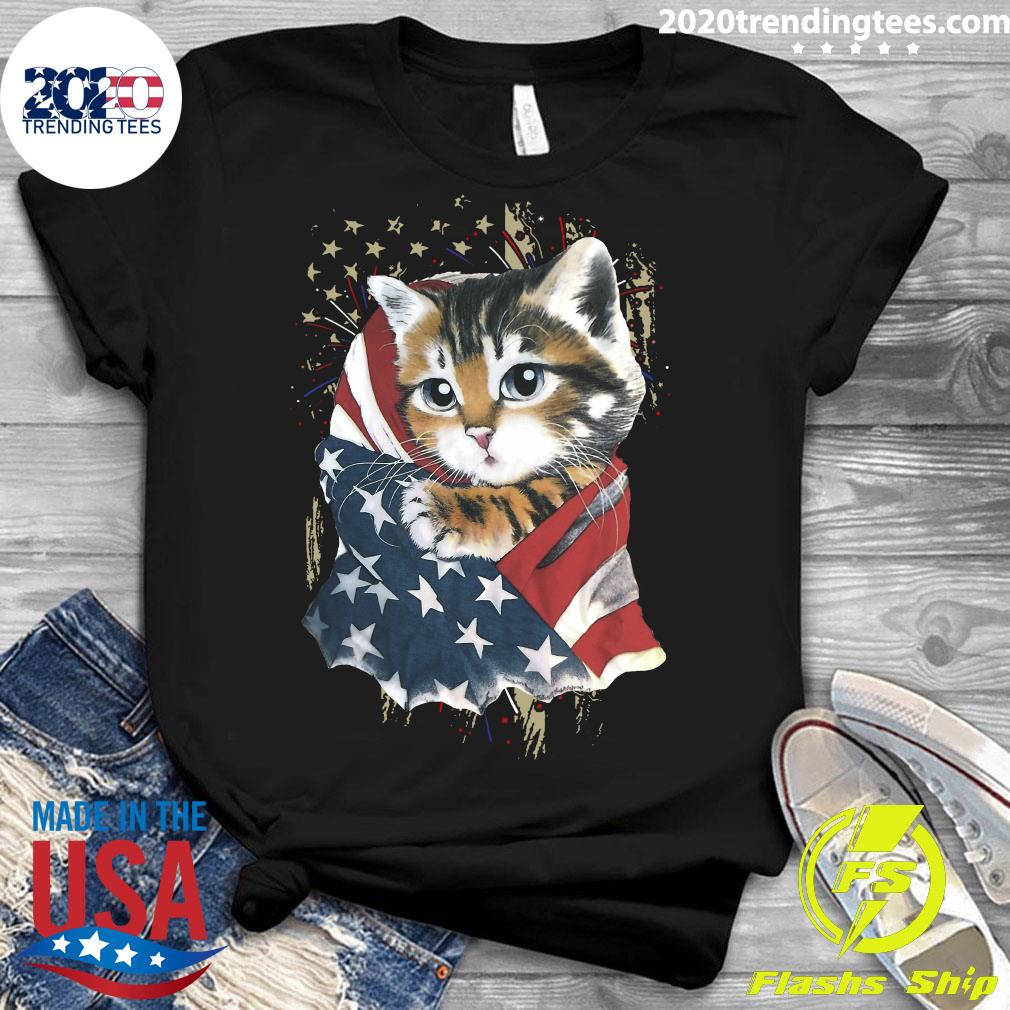Cat Cool American Flag For Lover - Adult & Kids T-Shirts, Sweatshirts & Hoodies apparel design preview 3