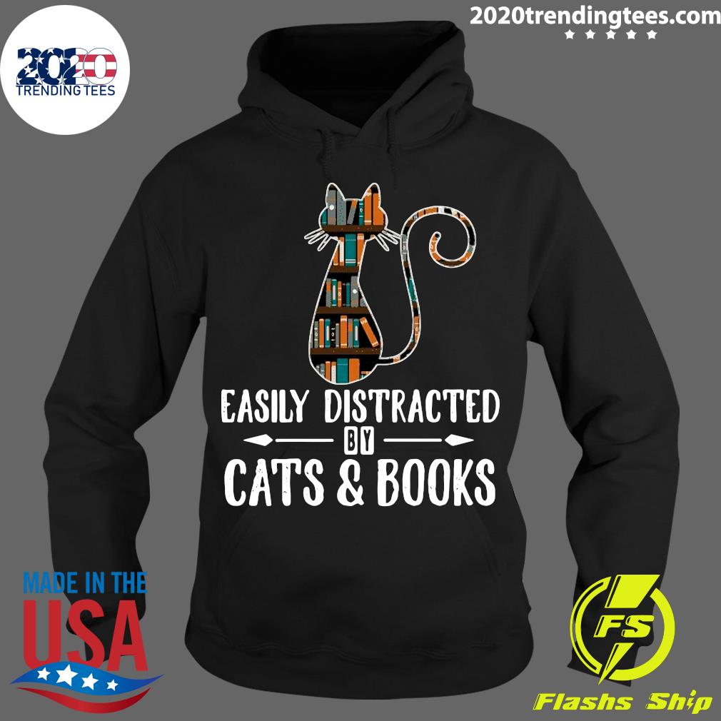 Cat Easily Distracted By Cats And Books - Adult & Kids T-Shirts, Sweatshirts & Hoodies apparel design preview 2