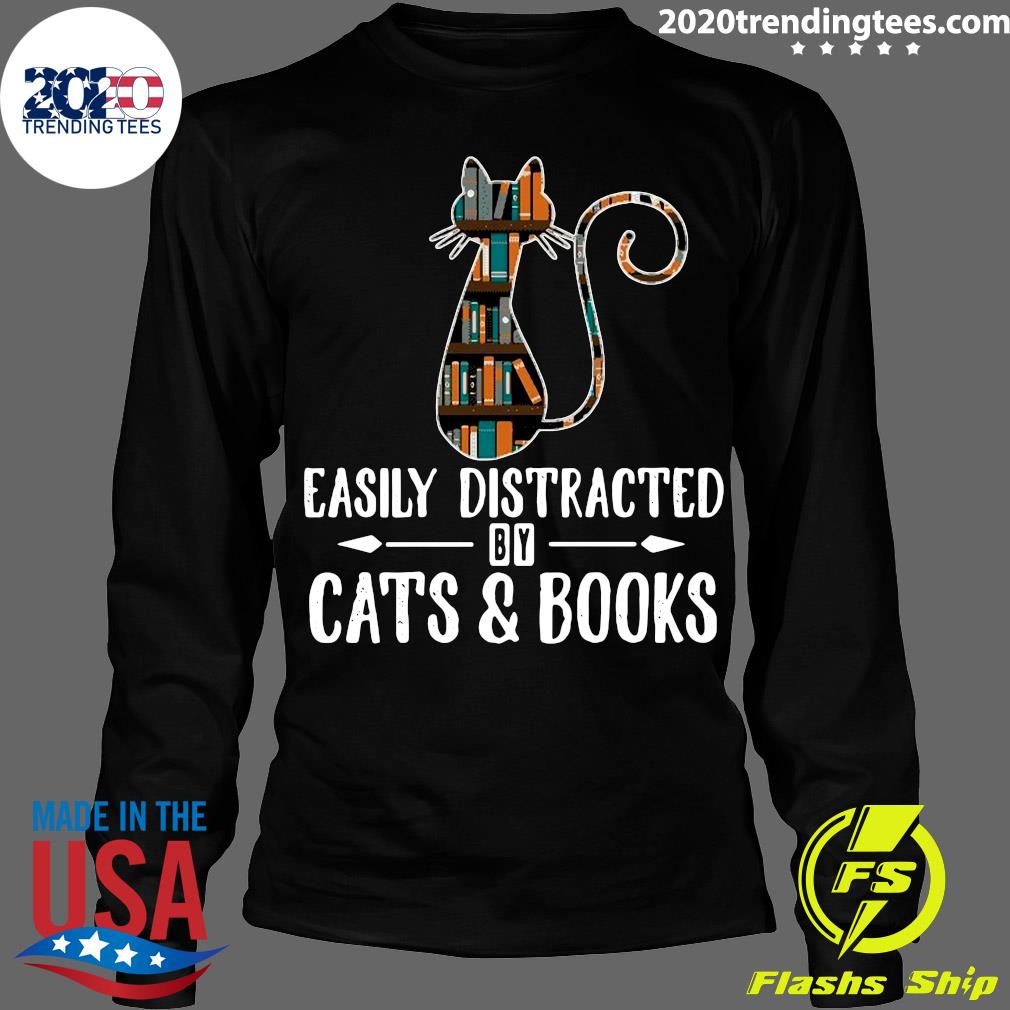 Cat Easily Distracted By Cats And Books - Adult & Kids T-Shirts, Sweatshirts & Hoodies apparel design preview 4