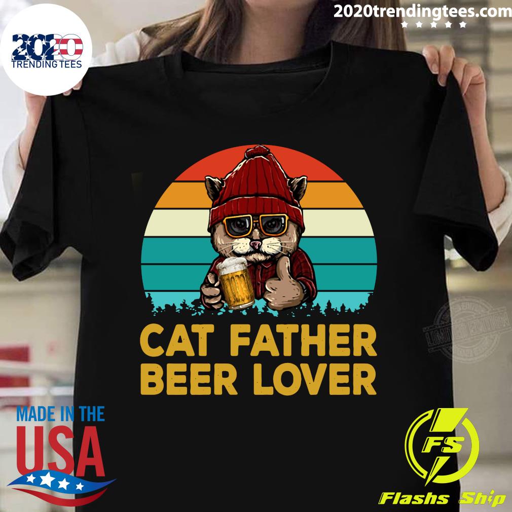 Cat Father Beer Lover Vintage - Adult & Kids T-Shirts, Sweatshirts & Hoodies apparel design preview 1