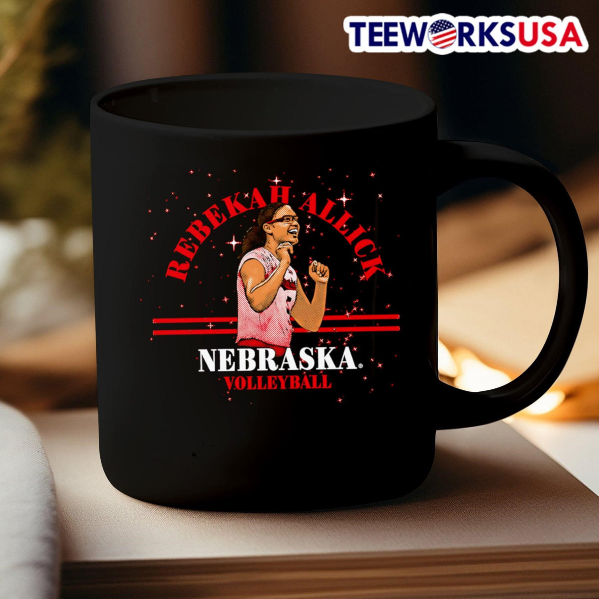 Rebekah Allick Nebraska volleyball cartoon - Adult & Kids T-Shirts, Sweatshirts & Hoodies apparel design preview 3