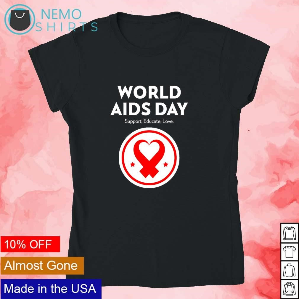 World Aids day support educate love - Adult & Kids T-Shirts, Sweatshirts & Hoodies apparel design preview 4