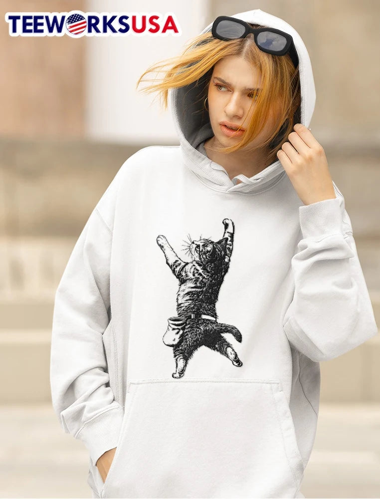 Cat climbing wall with chalk bag - Adult & Kids T-Shirts, Sweatshirts & Hoodies apparel design preview 5