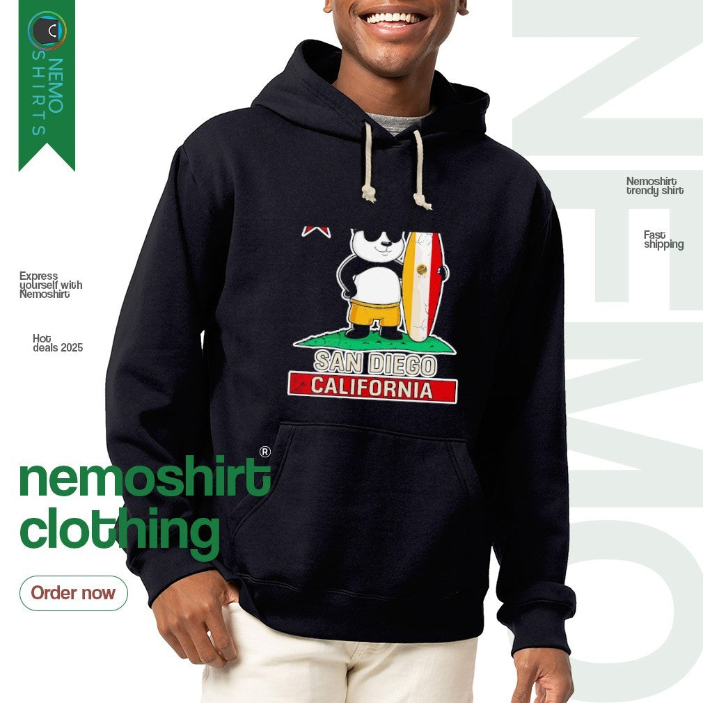 San Diego California cool panda surfer - Adult & Kids T-Shirts, Sweatshirts & Hoodies product image 2