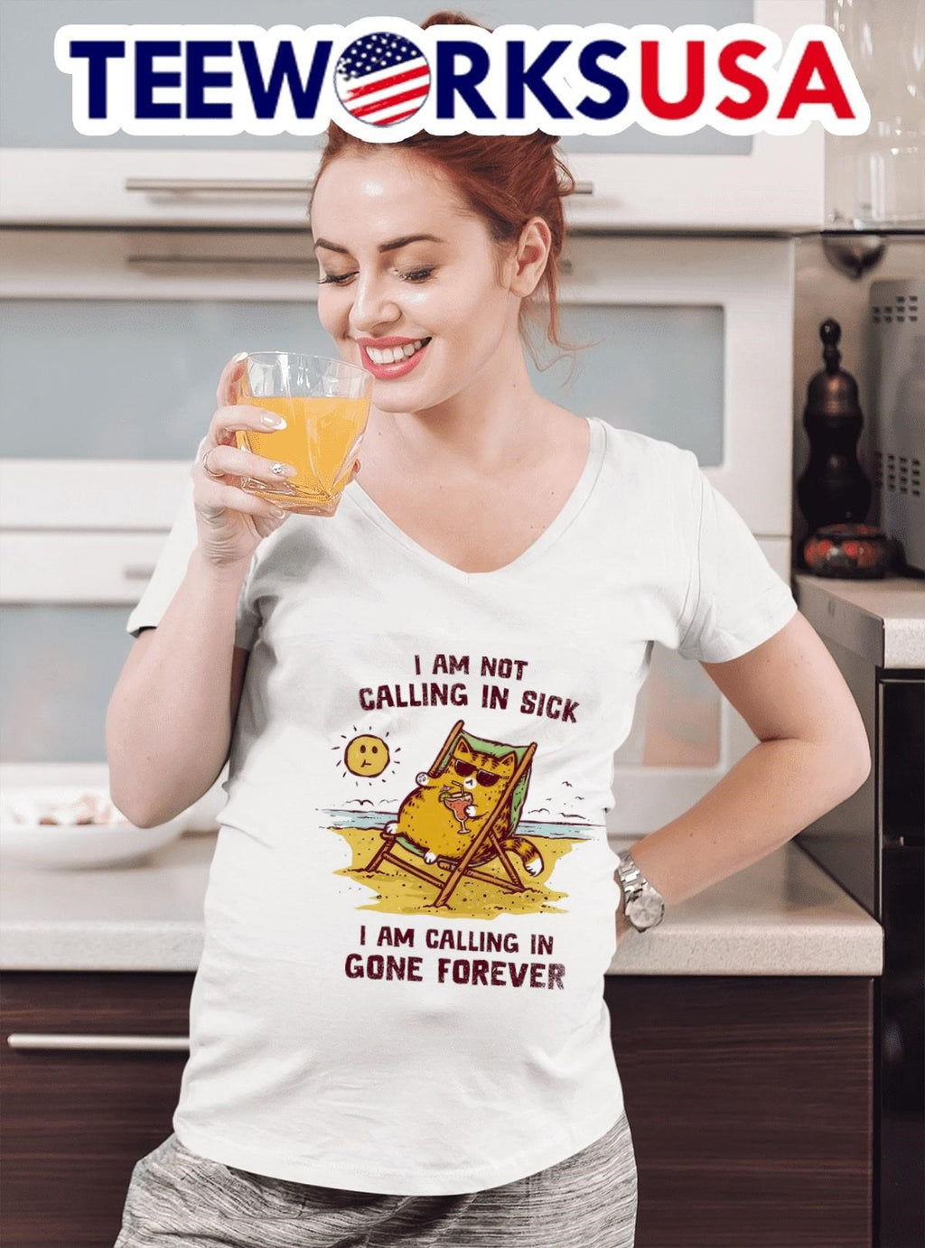 I am not calling in sick gone forever cat vacation - Adult & Kids T-Shirts, Sweatshirts & Hoodies apparel design preview 4