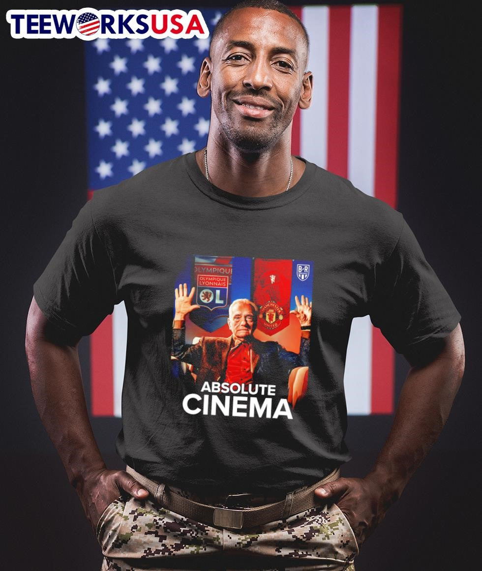 Absolute cinema Lyon and Manchester United - Adult & Kids T-Shirts, Sweatshirts & Hoodies apparel design preview 1