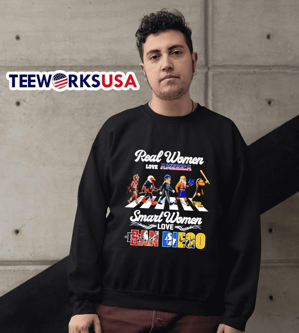 Real women love America smart San Diego mascot - Adult & Kids T-Shirts, Sweatshirts & Hoodies apparel design preview 6