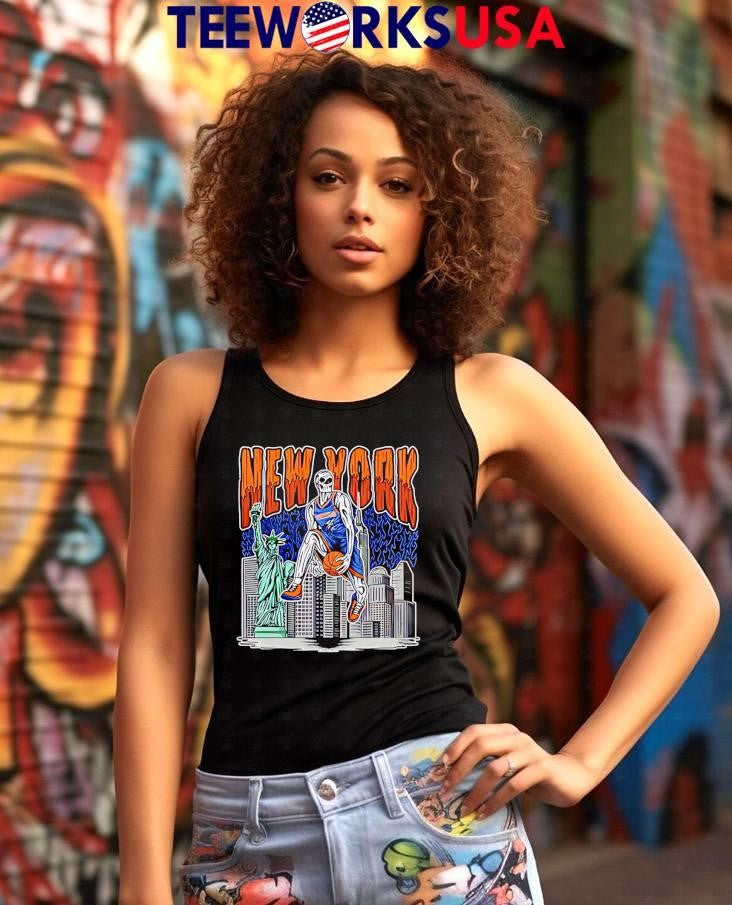 New York Skeleton Dunking with Statue of Liberty and - Adult & Kids T-Shirts, Sweatshirts & Hoodies apparel design preview 7