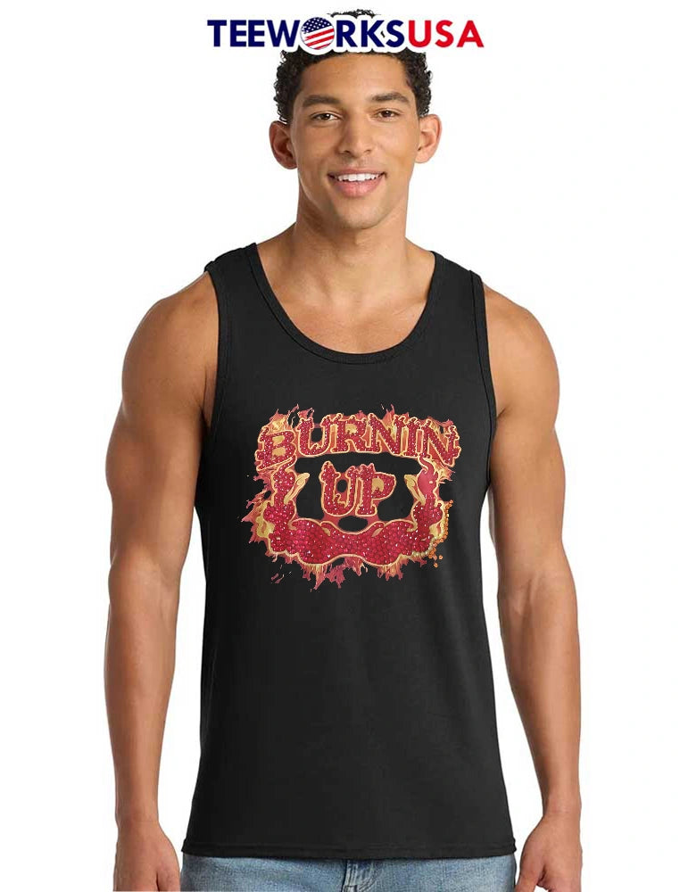 Burnin Up Red Rhinestone Gemstone Lettering Flaming - Adult & Kids T-Shirts, Sweatshirts & Hoodies apparel design preview 6