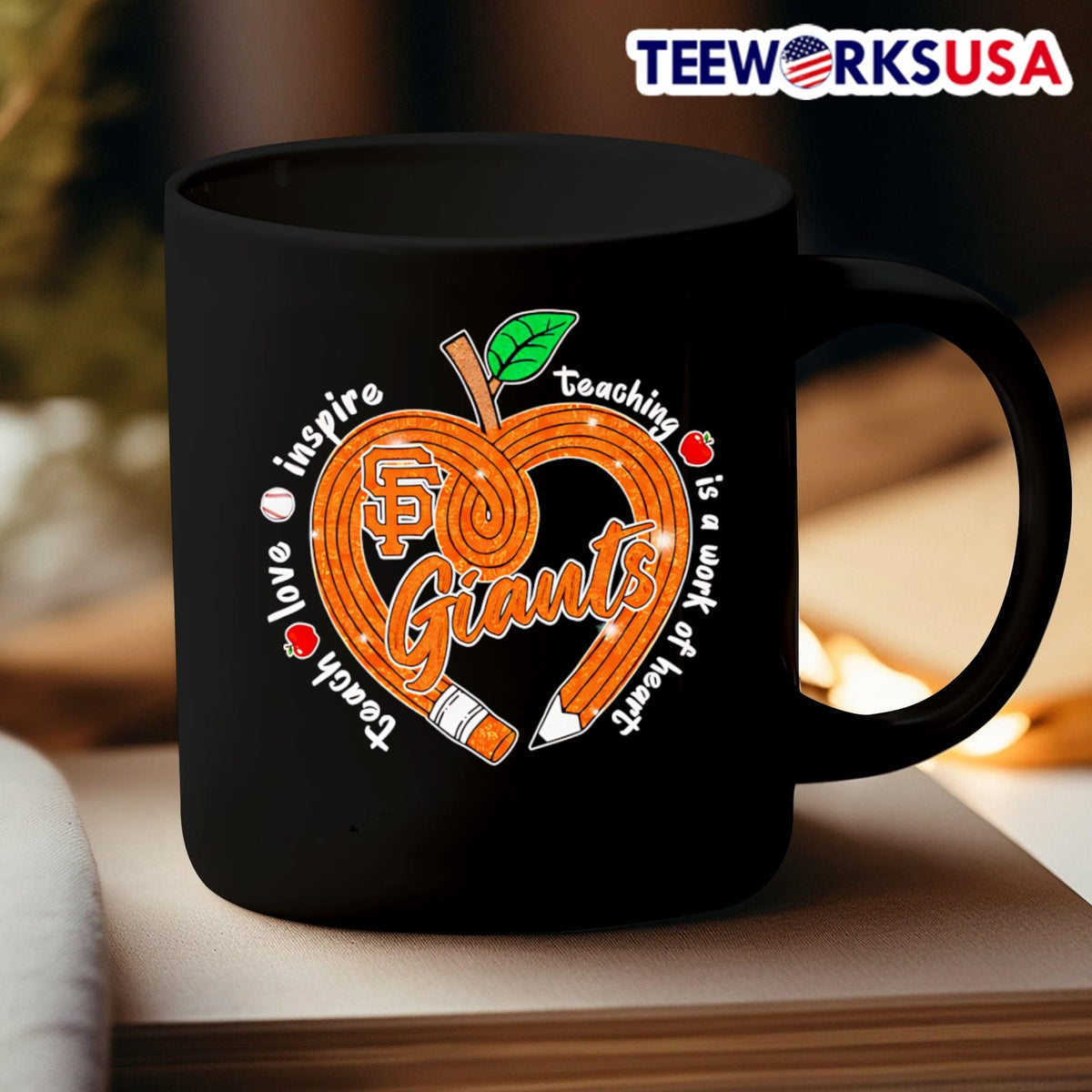 Teach love inspire teaching is a work of heart San - Adult & Kids T-Shirts, Sweatshirts & Hoodies apparel design preview 3