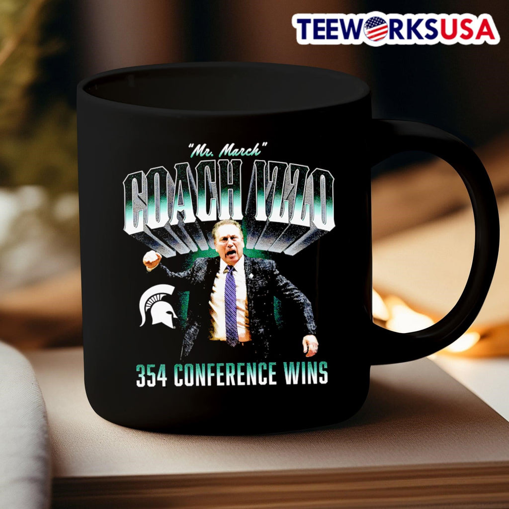 Mr March Coach Izzo 354 Conference wins Michigan - Adult & Kids T-Shirts, Sweatshirts & Hoodies apparel design preview 3