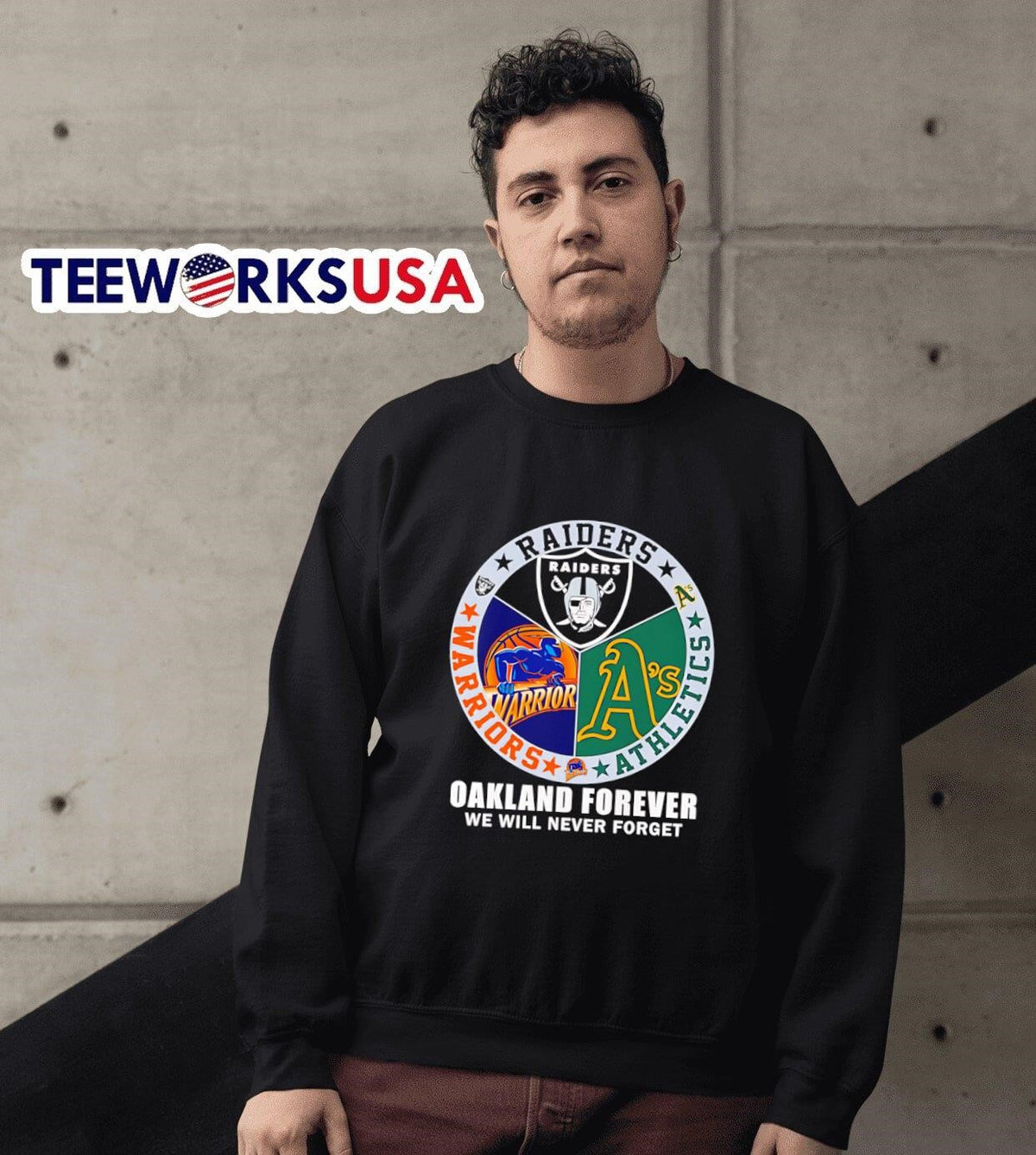 Oakland sports team forever we will never forget - Adult & Kids T-Shirts, Sweatshirts & Hoodies apparel design preview 3