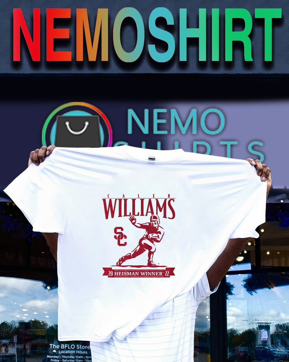 USC Trojans Caleb Williams Heisman winner trophy - Adult & Kids T-Shirts, Sweatshirts & Hoodies apparel design preview 1
