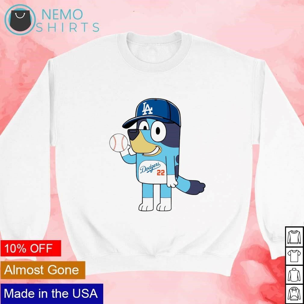 Bluey Los Angeles Dodgers baseball cartoon - Adult & Kids T-Shirts, Sweatshirts & Hoodies apparel design preview 4
