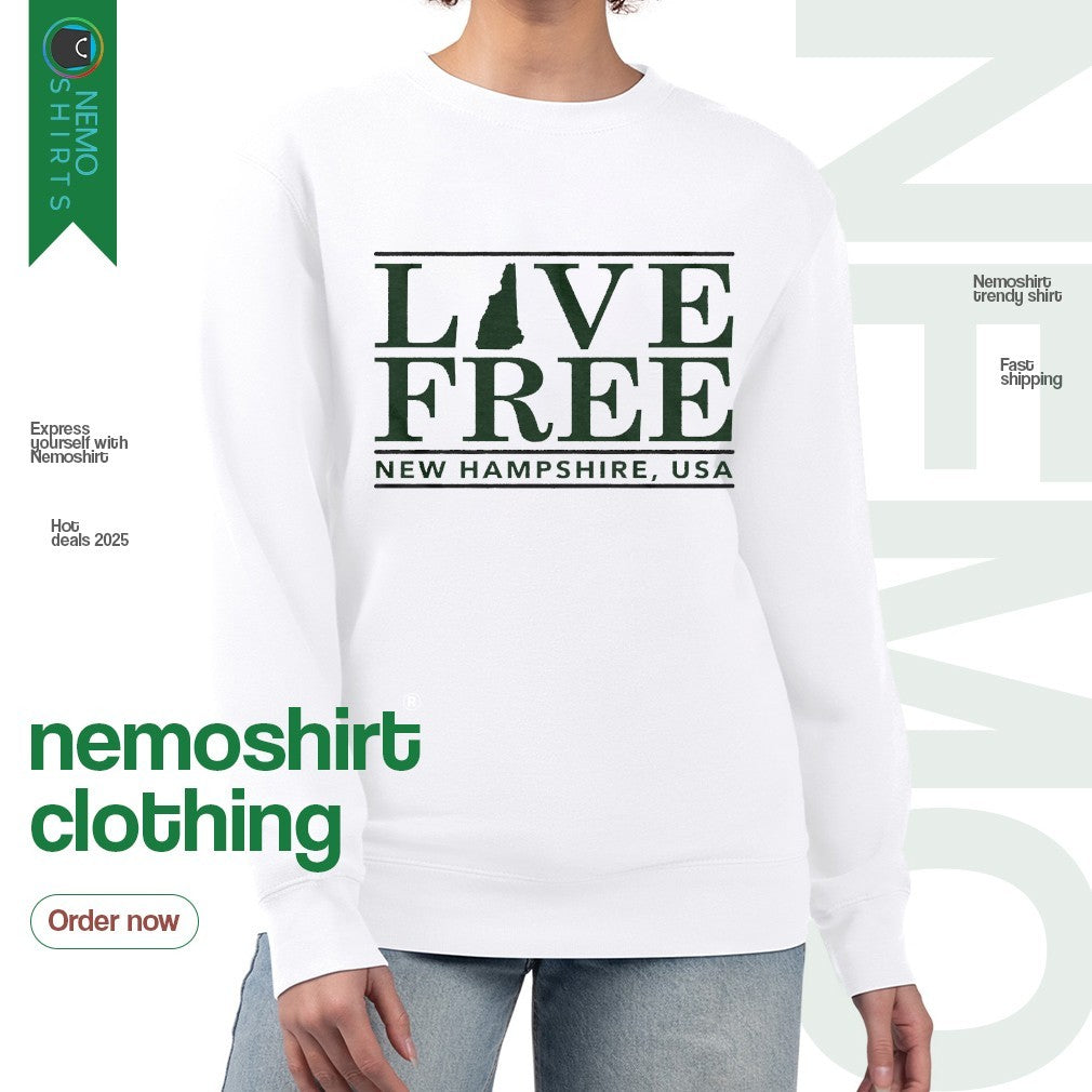 Live Free New Hampshire USA - Adult & Kids T-Shirts, Sweatshirts & Hoodies apparel design preview 4