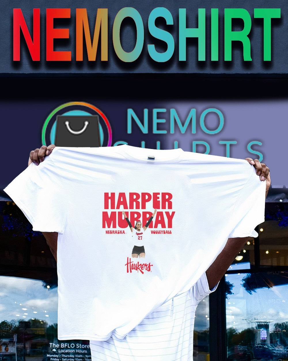 Harper Murray Nebraska Cornhuskers volleyball player - Adult & Kids T-Shirts, Sweatshirts & Hoodies apparel design preview 1