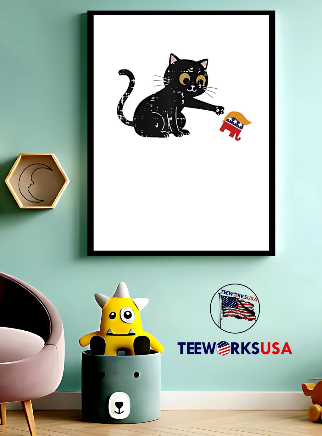 Resist cat tipping elephant protest Trump - Adult & Kids T-Shirts, Sweatshirts & Hoodies apparel design preview 3