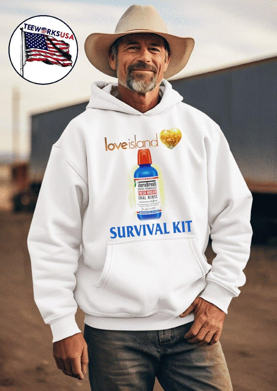 Love Island survival kit - Adult & Kids T-Shirts, Sweatshirts & Hoodies apparel design preview 2