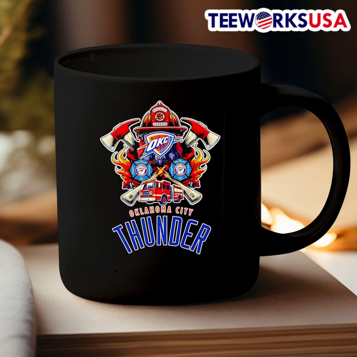 Firefighter Oklahoma City Thunder - Adult & Kids T-Shirts, Sweatshirts & Hoodies apparel design preview 3