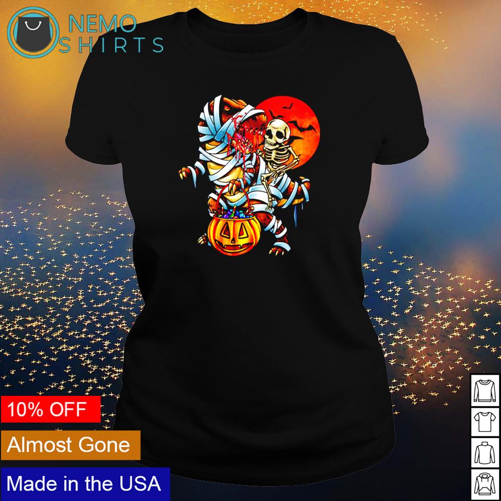 Skeleton riding dinosaur happy Halloween - Adult & Kids T-Shirts, Sweatshirts & Hoodies apparel design preview 3