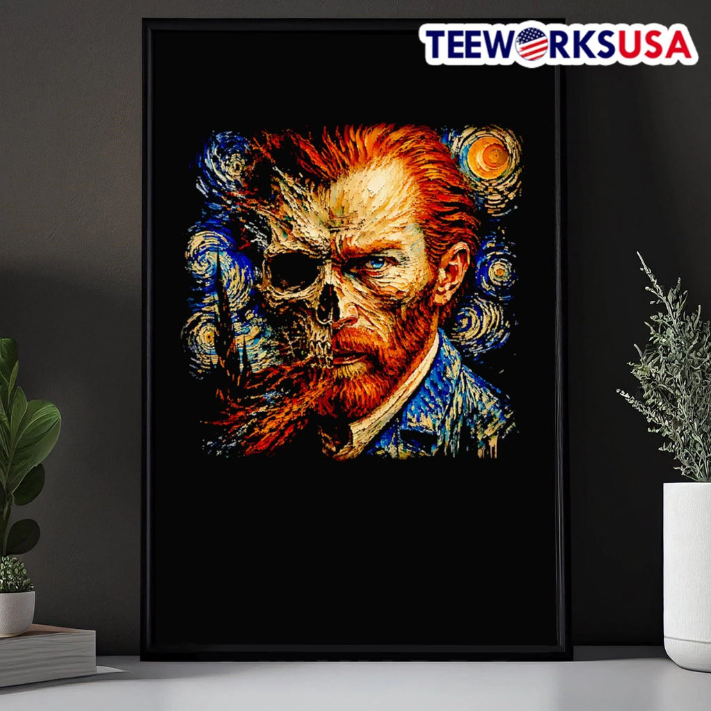 Vincent Van Gogh Skull Face Starry Night - Adult & Kids T-Shirts, Sweatshirts & Hoodies apparel design preview 5
