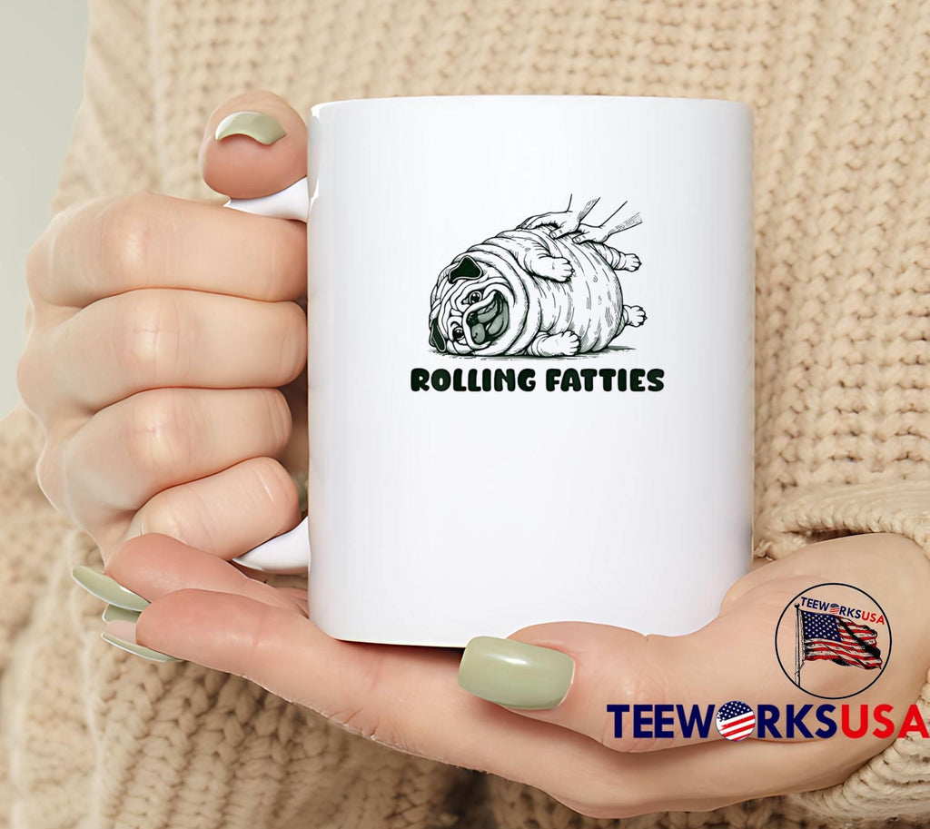 Rolling Fatties Funny Pug - Adult & Kids T-Shirts, Sweatshirts & Hoodies apparel design preview 6