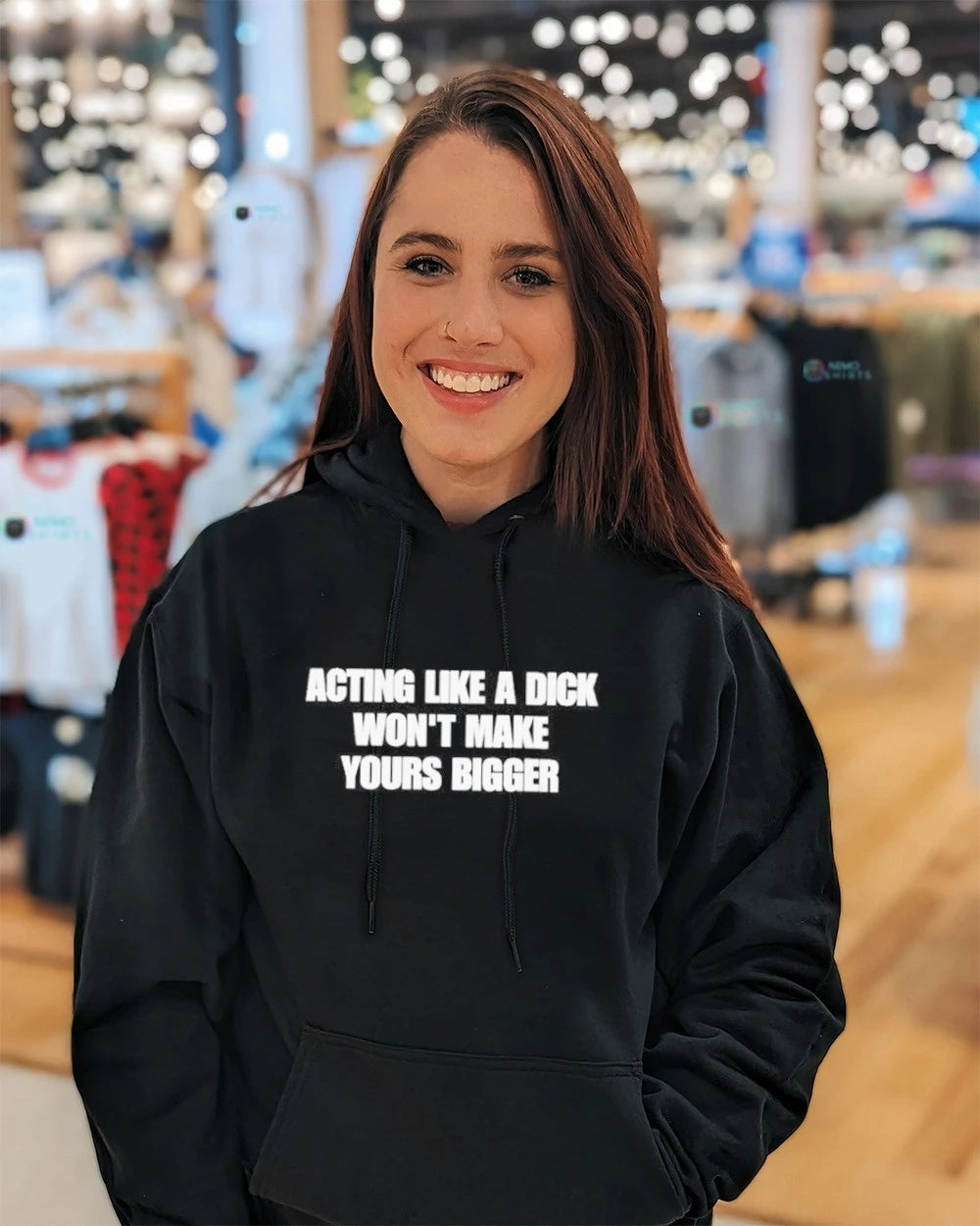 Acting Like a Dick Won't Make Yours Bigger - Adult & Kids T-Shirts, Sweatshirts & Hoodies apparel design preview 5