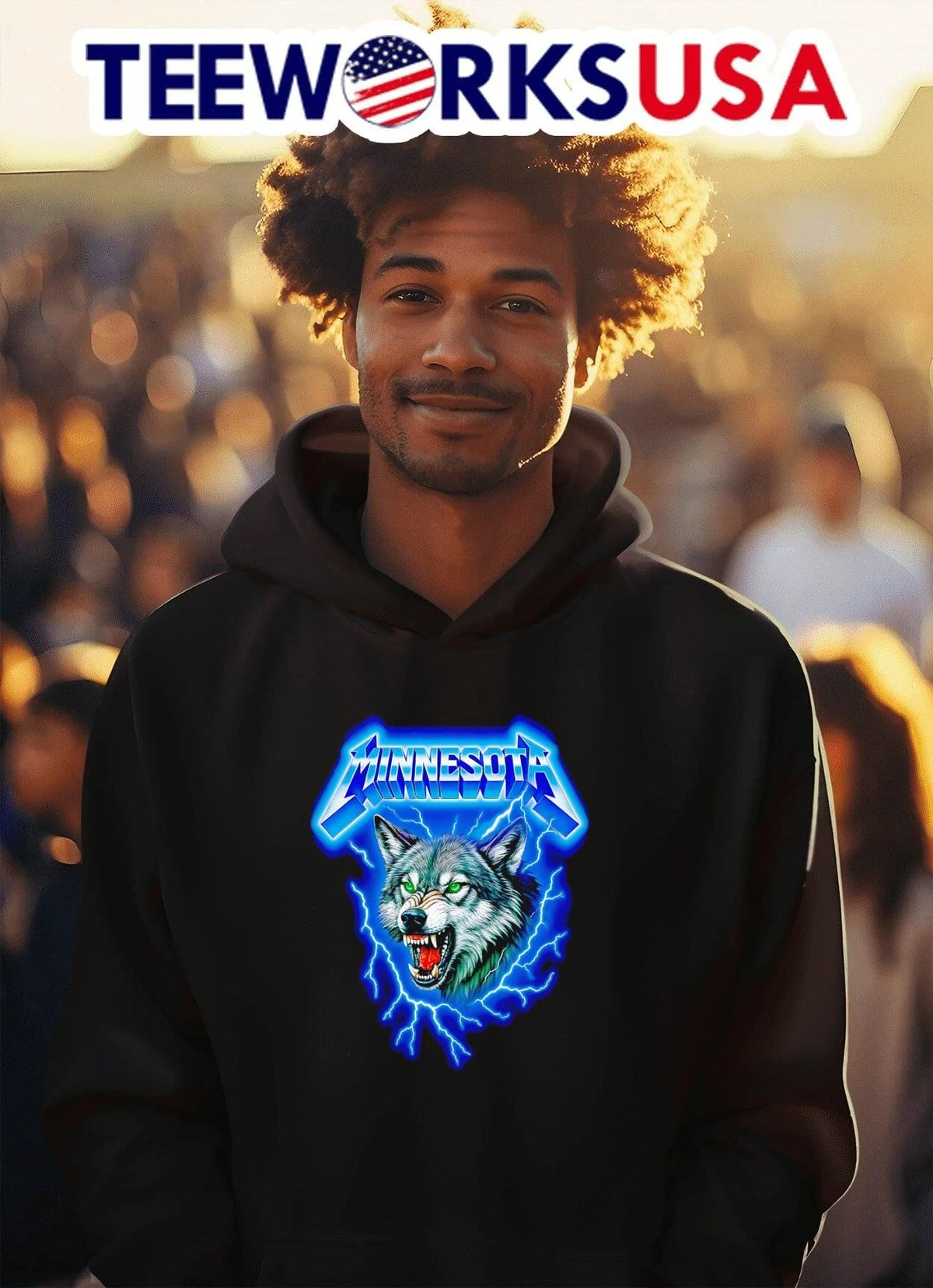 Minnesota Wolf With Lightning - Adult & Kids T-Shirts, Sweatshirts & Hoodies apparel design preview 2