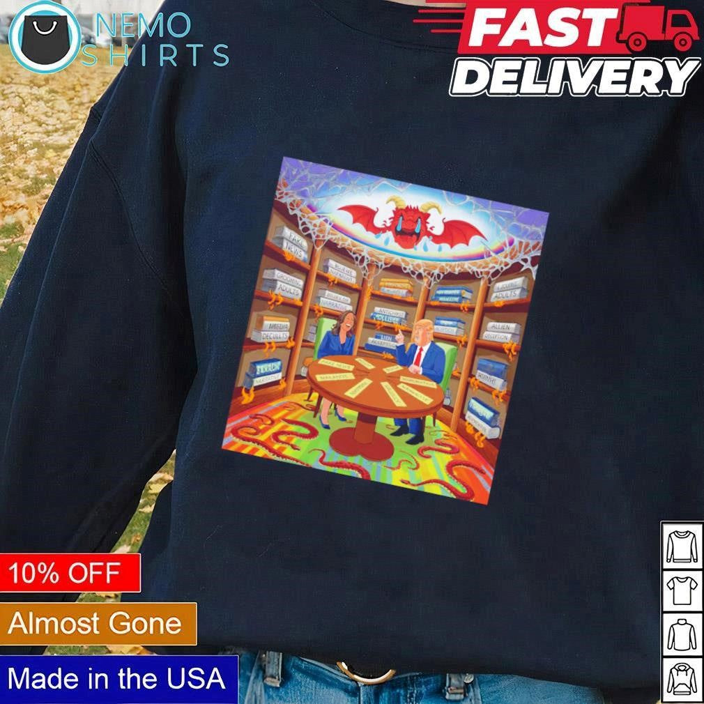 Trump 2024 time for truth vs Harris cartoon - Adult & Kids T-Shirts, Sweatshirts & Hoodies apparel design preview 1