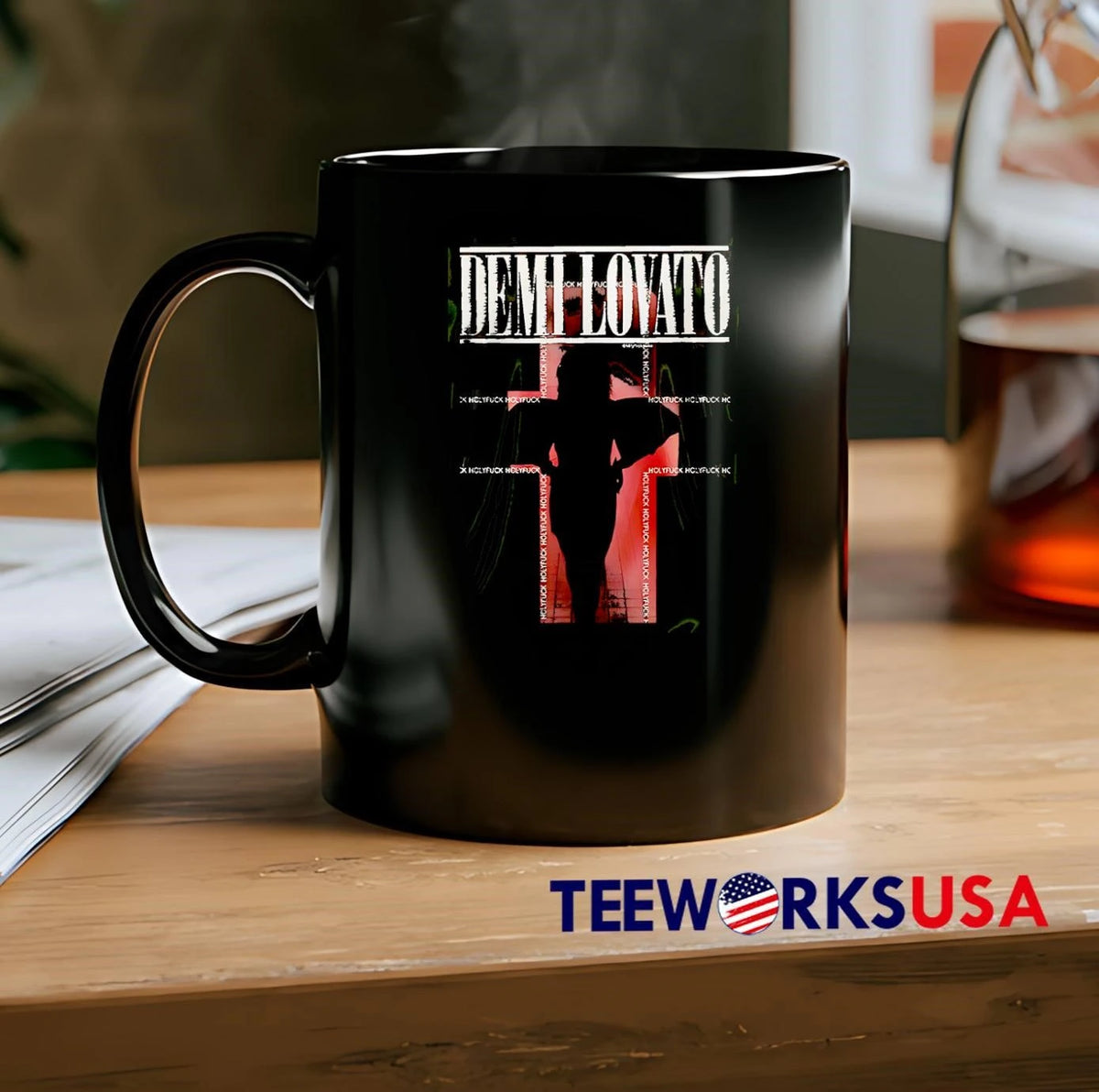 Demi Lovato Holy Fvck Silhouette Art - Adult & Kids T-Shirts, Sweatshirts & Hoodies apparel design preview 2