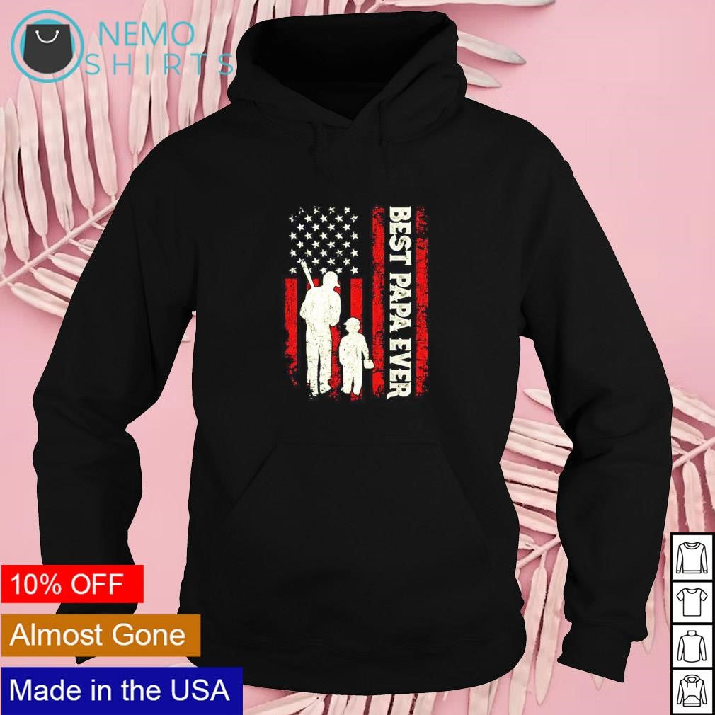 Best papa ever US flag baseball fathers day - Adult & Kids T-Shirts, Sweatshirts & Hoodies apparel design preview 2