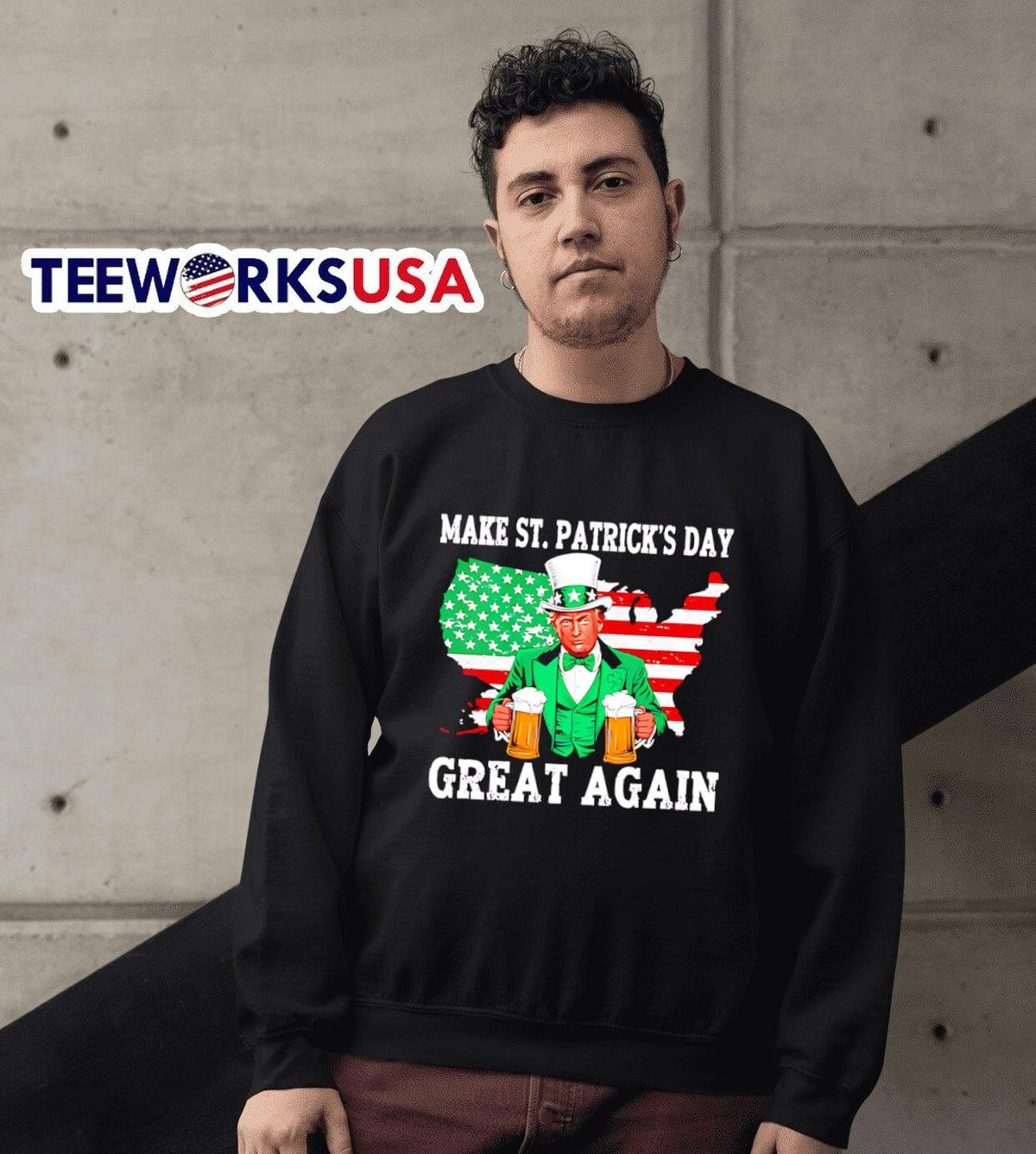Trump Make St Patrick's Day great again - Adult & Kids T-Shirts, Sweatshirts & Hoodies apparel design preview 6