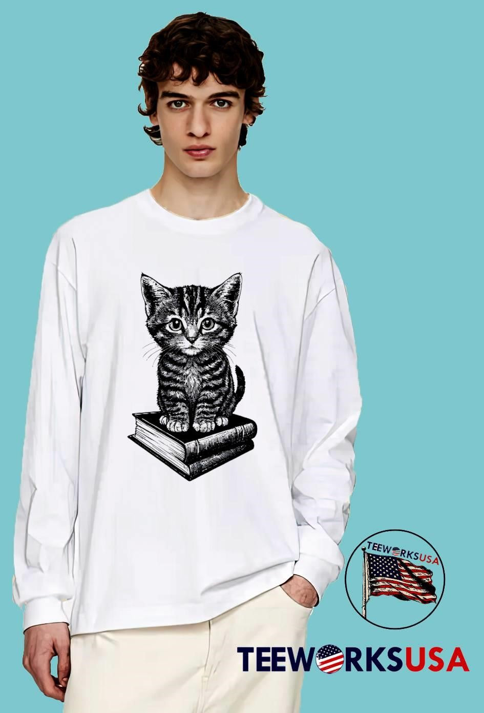 Just One More Chapter Cat - Adult & Kids T-Shirts, Sweatshirts & Hoodies apparel design preview 4