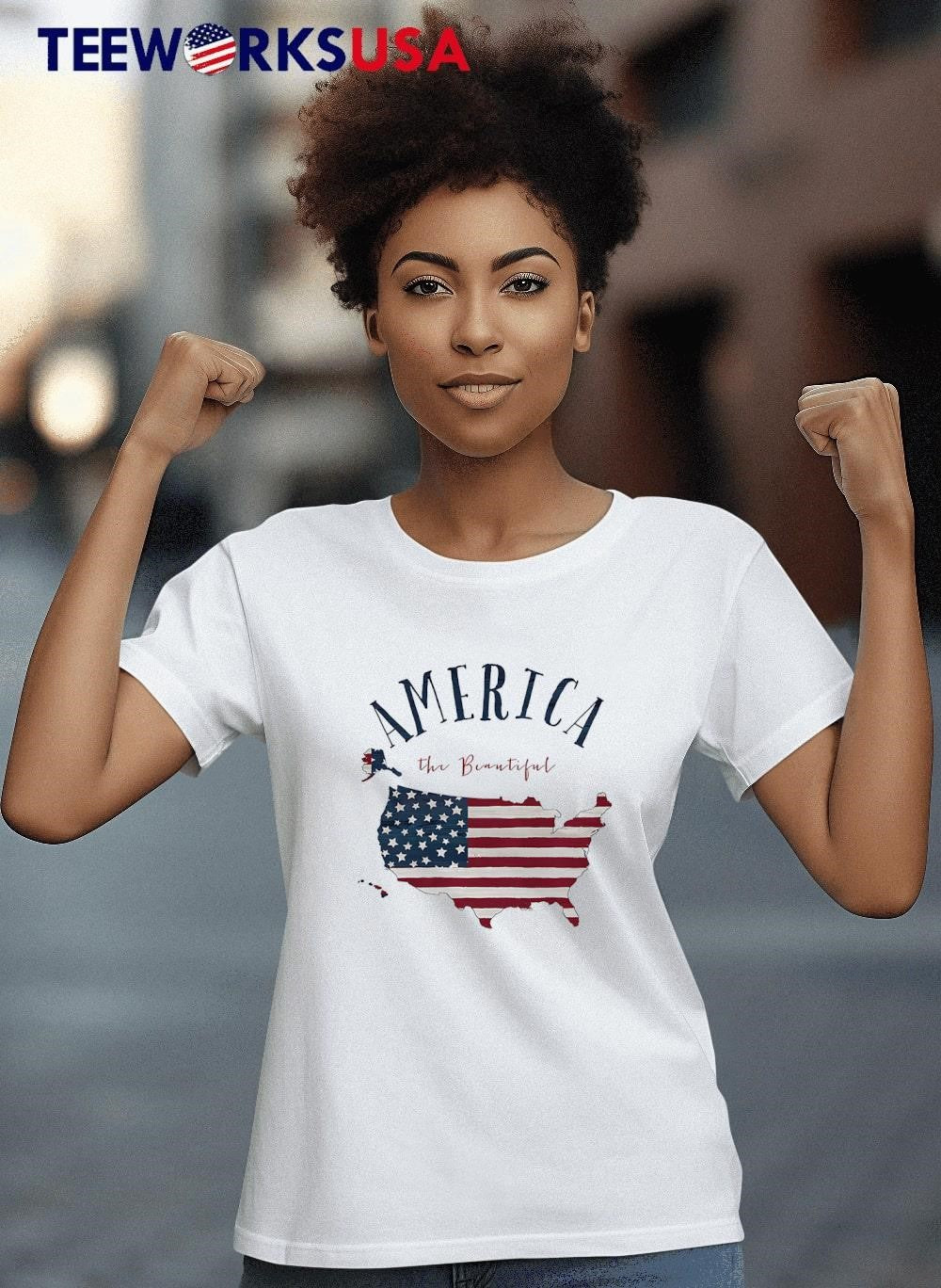 America the Beautiful Map American US - Adult & Kids T-Shirts, Sweatshirts & Hoodies apparel design preview 4