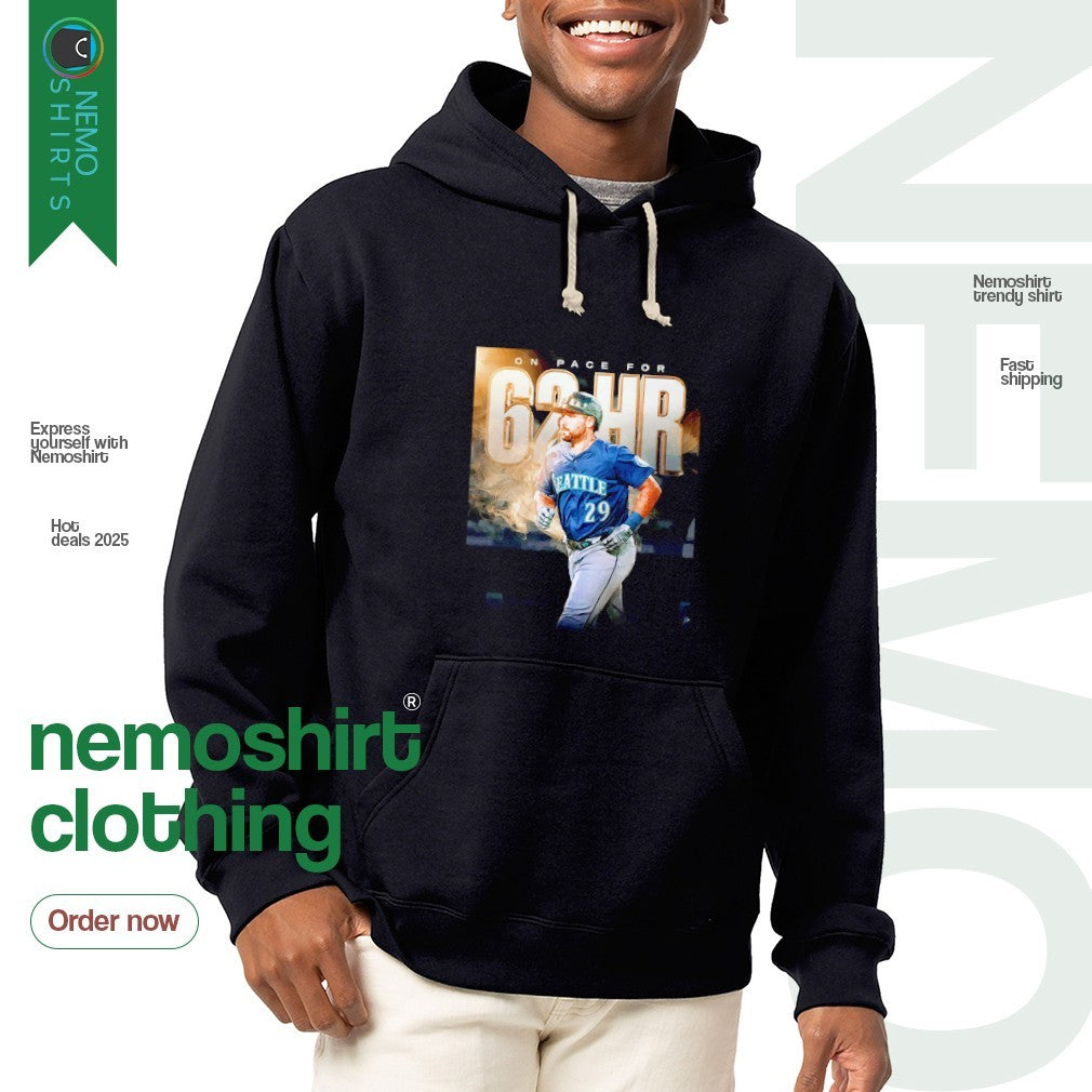 Seattle Mariners Cal Raleigh is on pace for 62 Homers - Adult & Kids T-Shirts, Sweatshirts & Hoodies apparel design preview 2