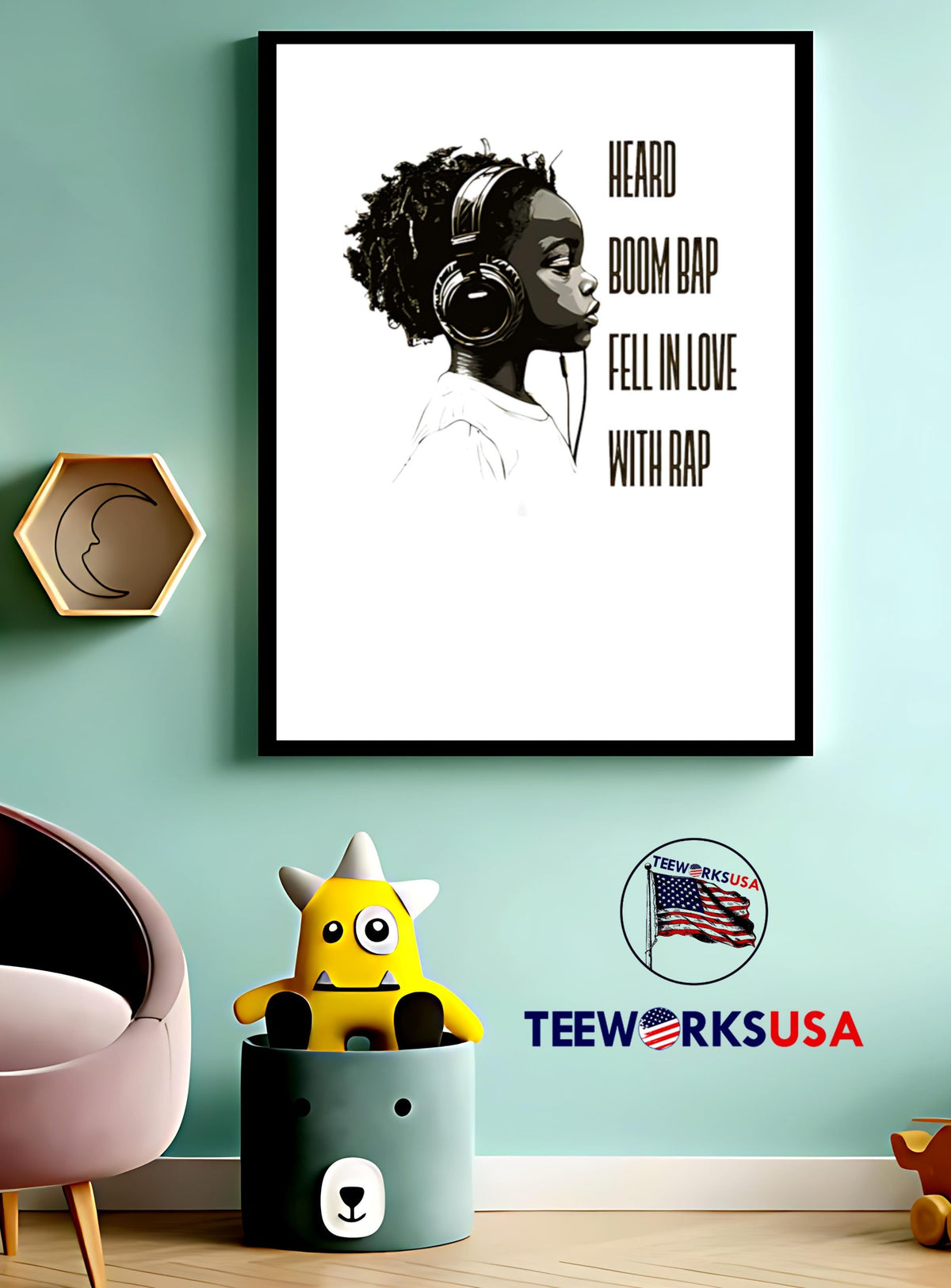 Dan Johns Fell In Love With Rap B&W - Adult & Kids T-Shirts, Sweatshirts & Hoodies apparel design preview 3