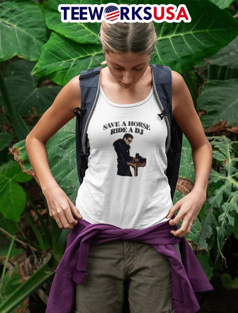 Save A Horse Ride DJ man wearing sunglasses djing - Adult & Kids T-Shirts, Sweatshirts & Hoodies apparel design preview 4